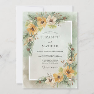 Convite Casamento Rústico de Inverno em Verde Pinheiro