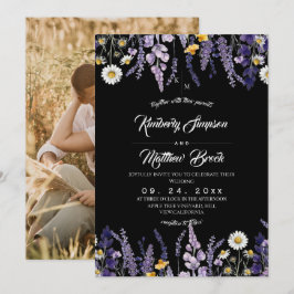 Convite Casamento Rústico de Jardim com Lavanda e Flores S