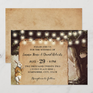 Convite Casamento Rústico de Luzes de Cordas e Fadas de 