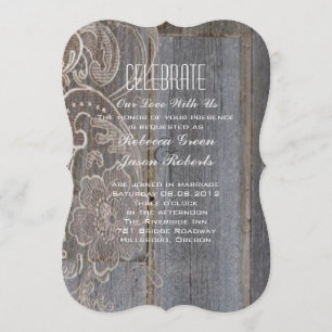 Convite casamento rústico de madeira celeiro renda western