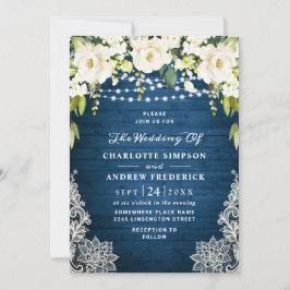 Convite Casamento Rústico de Madeira Rosas Brancas Elegant