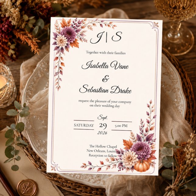 Convite Casamento Rústico de Outono (Criador carregado)