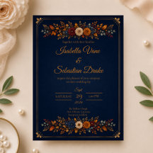 Casamento Rústico de Outono com Azul Marinho