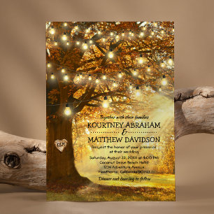 Convite Casamento Rústico de Outono na Floresta