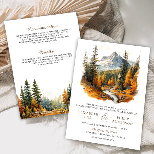 Convite Casamento Rústico de Outono no Bosque da Montanha