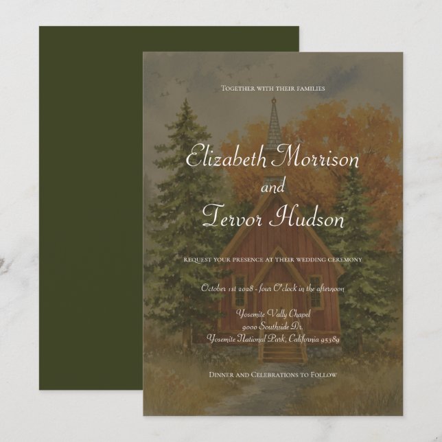 Convite Casamento Rústico de Outono no Parque Nacional de  (Frente/Verso)