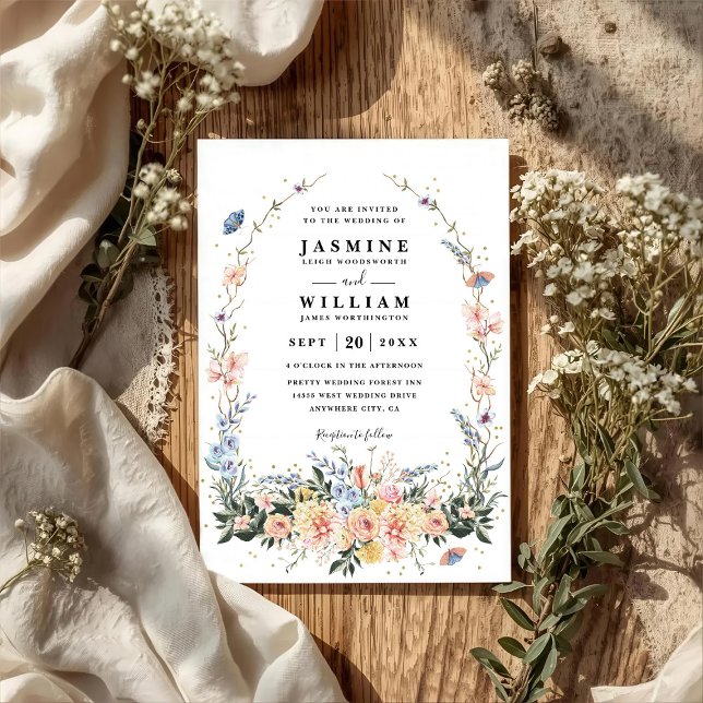 Convite Casamento Rústico de Primavera com Flores Silvestr (Criador carregado)