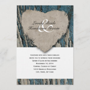 Convite Casamento rústico do coração do país de madeir