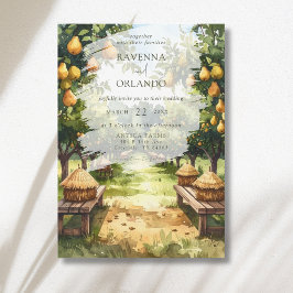 Convite Casamento Rústico em Pomar de Peras no Campo