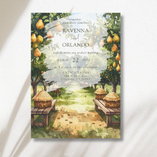 Convite Casamento Rústico em Pomar de Peras no Campo