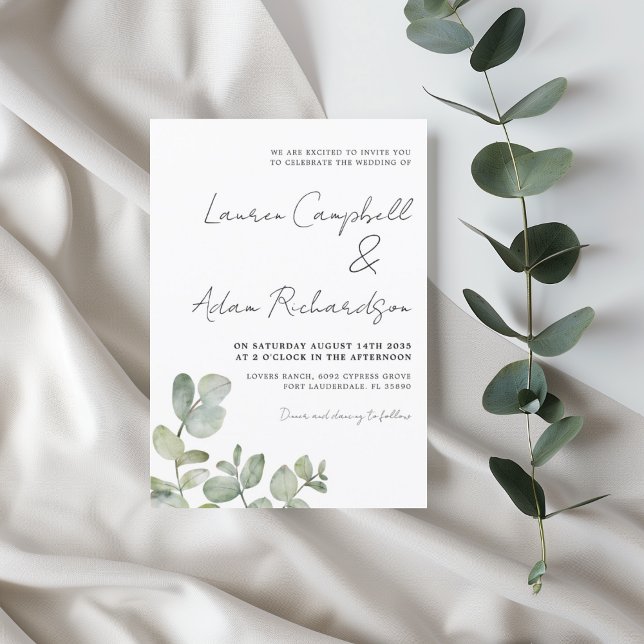 Convite Casamento Rústico Eucalipto Verde Salvia  (Criador carregado)