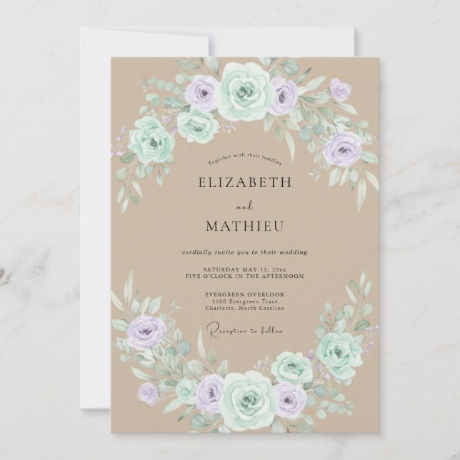 Convite Casamento Rústico Floresta Verde Limão (Frente)