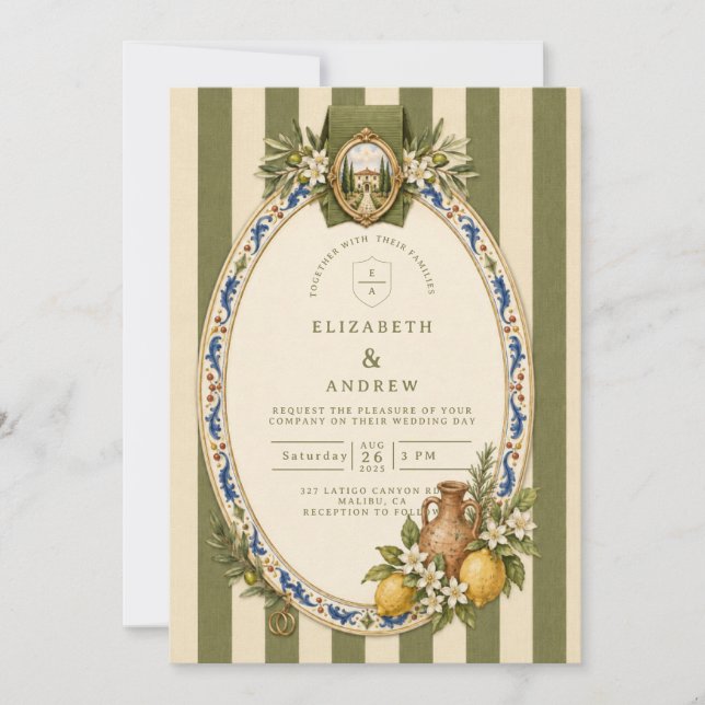 Convite Casamento Rústico Italiano (Frente)