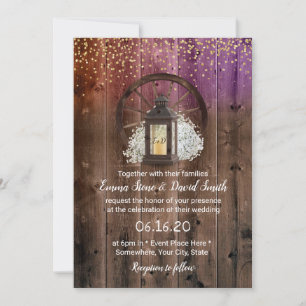 Convite Casamento Rústico Lanterna Dourada Confetti Vinta