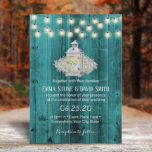 Convite Casamento Rústico Lanterna e Luzes de Cordas