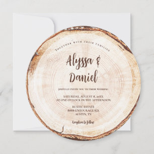 Convite Casamento Rústico Madeira Cortada Personalizada Ún