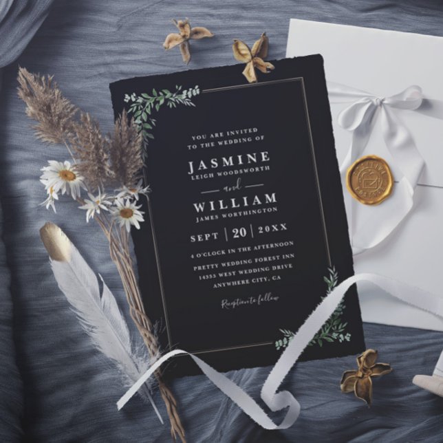 Convite Casamento Rústico Moderno Elegante Eucalipto Verde (Criador carregado)