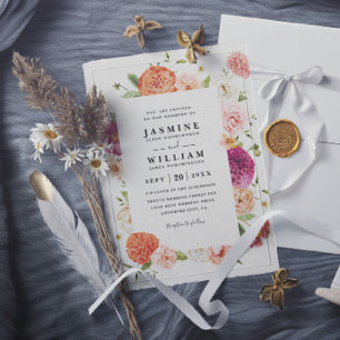 Convite Casamento Rústico Moderno Elegante Floral em Flor