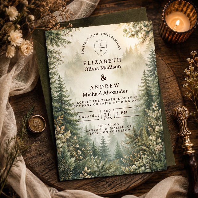 Convite Casamento Rústico na Floresta Silvestre (Criador carregado)