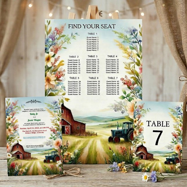 Convite Casamento Rústico no Campo ao Estilo Redneck (Criador carregado)