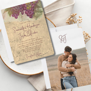 Convite Casamento Rústico no Campo com Vinho Casais Foto