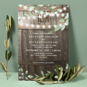 Convite Casamento Rústico no Campo Luzes de Corda com Fo