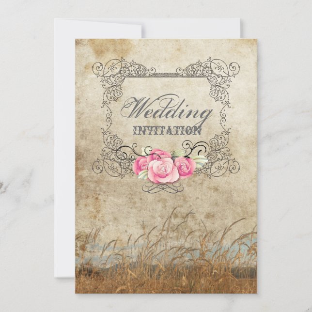 Convite casamento rústico ocidental ao ar livre (Frente)