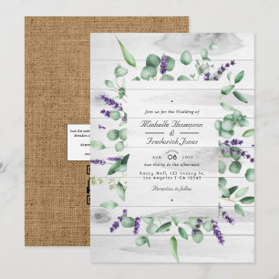 Convite Casamento Rústico País Eucalipto Lavanda Código QR