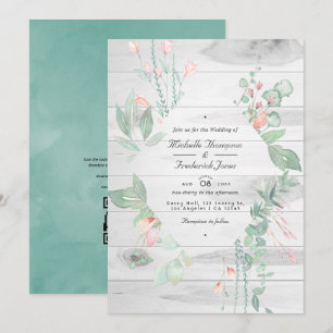 Convite Casamento Rústico Pastel com Vegetação no Jardim R