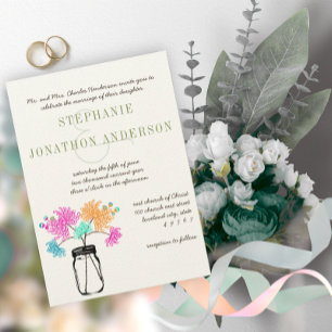 Convite Casamento Rústico Romântico de Flores Selvagens