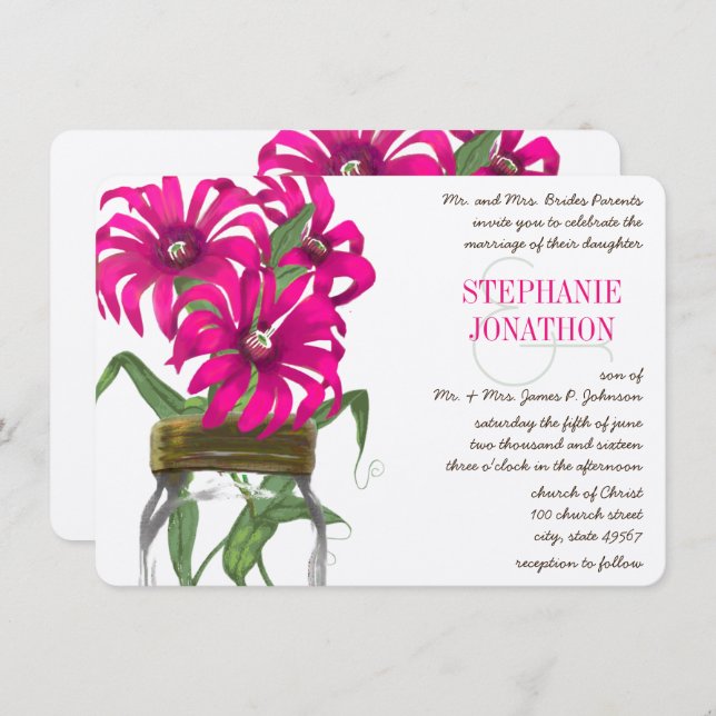 Convite Casamento Rústico Romântico de Flores Selvagens Ma (Frente/Verso)