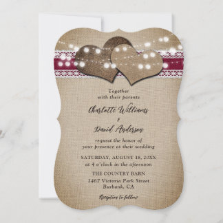 Convite Casamento Rústico Russo de Burlap Lace