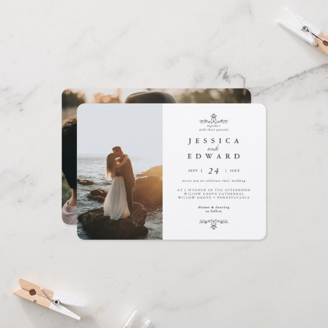 Convite Casamento Rústico Simples do Kraft 2 Fotos (Frente/Verso In Situ)