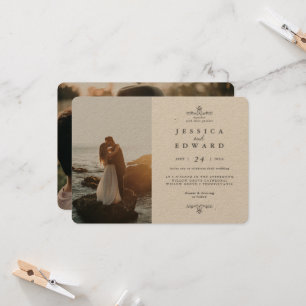 Convite Casamento Rústico Simples do Kraft 2 Fotos