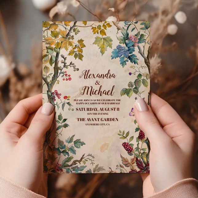Convite Casamento Rústico Verde com Samambaia da Floresta (Criador carregado)