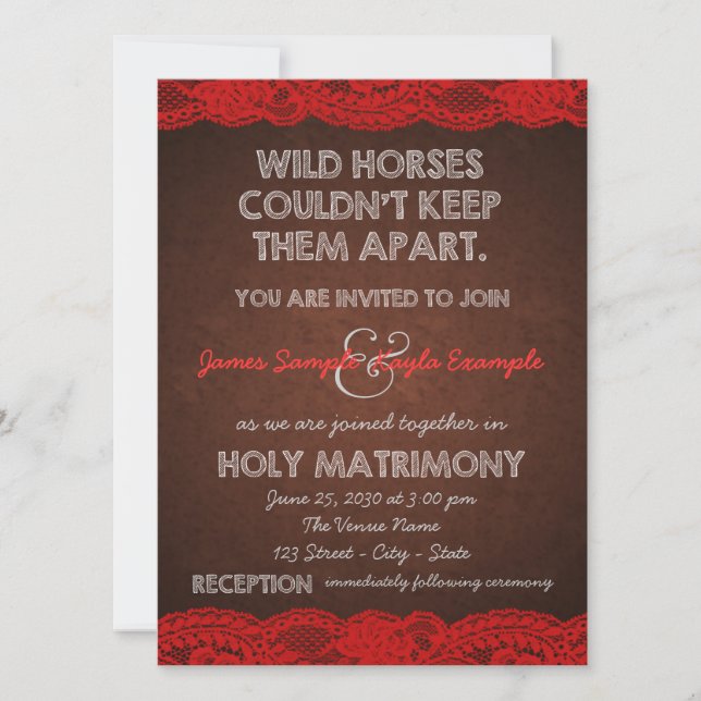 Convite Casamento Rústico Vermelho e Marrom (Frente)