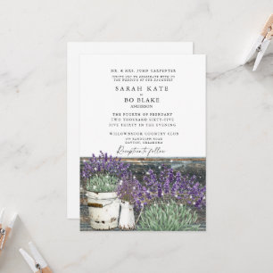 Convite Casamento Rustico Vintage Lavanda Luzes de Madeira