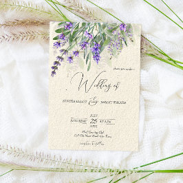 Convite Casamento rústico vintage no campo com lavanda QR