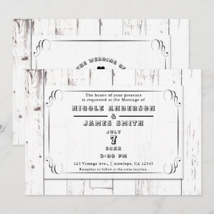 Convite Casamento Rústico Vintage Shabby Chic Branco com R