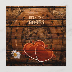 Convite Casamento Rústico Western com Madeira de Celeiro e