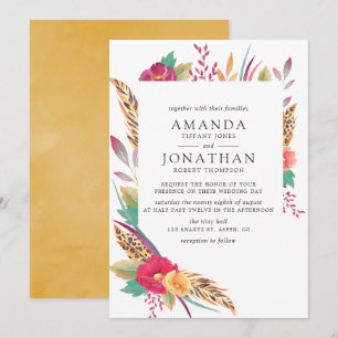 Convite Casamento Safari Floral em Aquarela