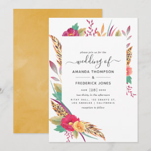 Convite Casamento Safari Floral em Aquarela