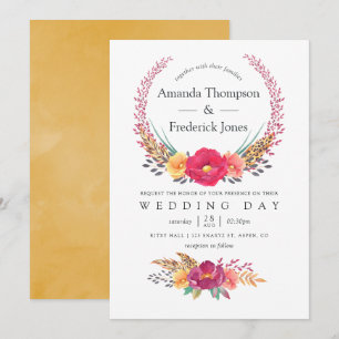 Convite Casamento Safari Floral em Aquarela