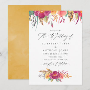Convite Casamento Safari Floral em Aquarela