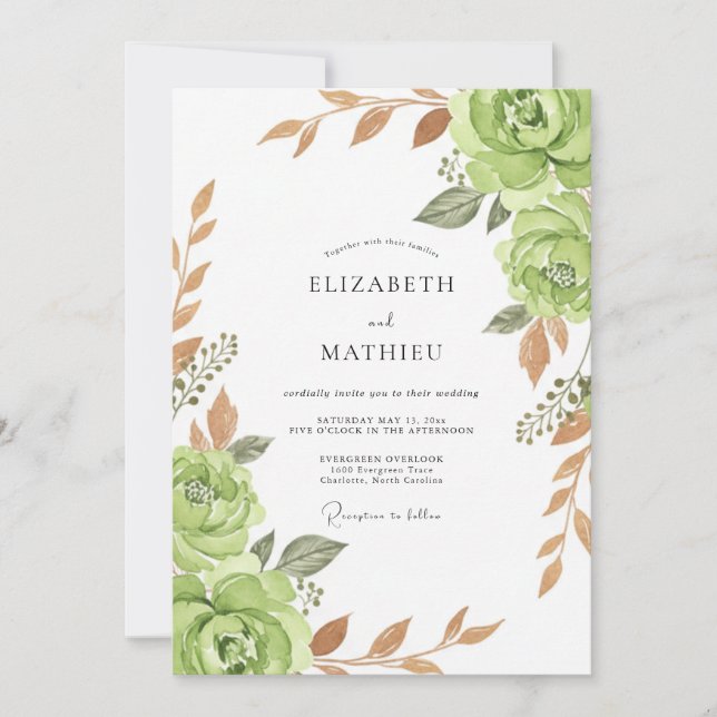 Convite Casamento Sage Bloom (Frente)