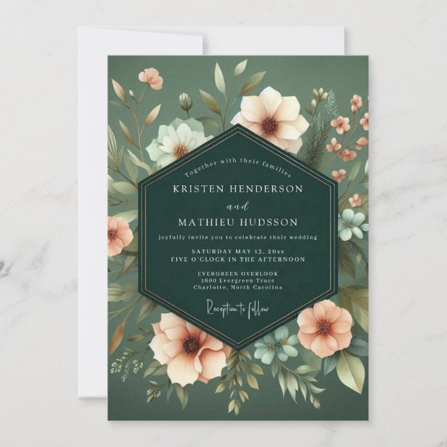 Convite Casamento Sage Blush Chiaroscuro (Frente)