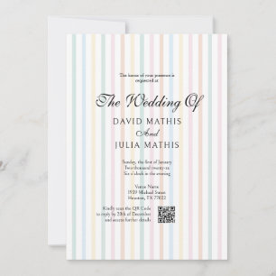 Convite Casamento Sage Colorido com Listras em Estilo Coun
