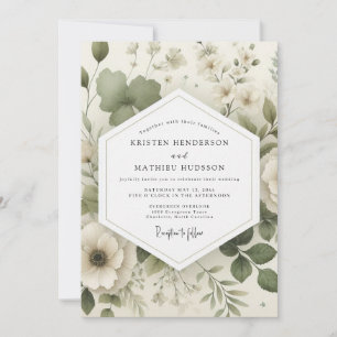Convite Casamento Sage Delicate Bloom