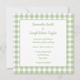 Convite Casamento Sage Gingham Country