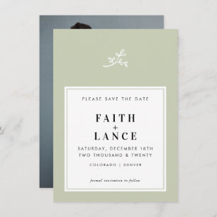 Convite CASAMENTO SALVAR A DATA DO simples galho giro verd